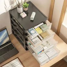 Clear Desktop Storage Organizer with Drawers – Stackable Plastic Desk Organizer for Office & Cosmetics