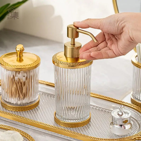 Luxury Brass & Glass Bathroom Set