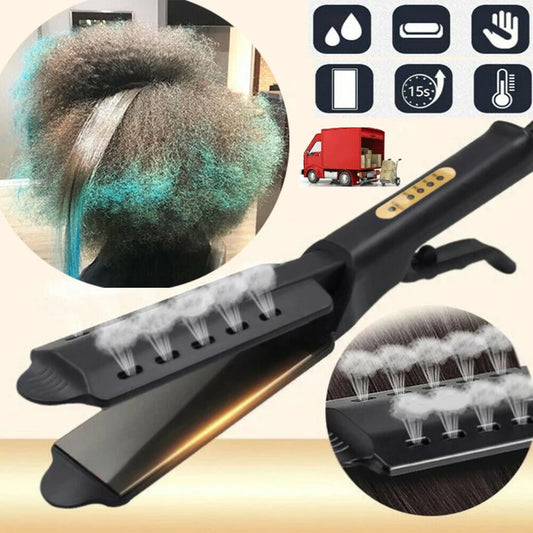 Ceramic Tourmaline Ionic Hair Straightener – 4-Gear Adjustable Flat Iron with Wide Plates