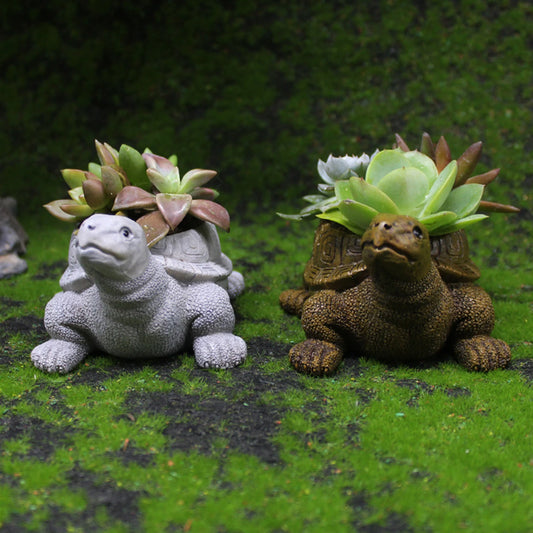 Turtle Resin Planter Pot – Creative Succulent Holder & Decorative Artwork