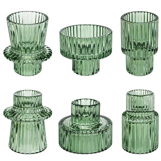 Boho Glass Taper Candle Holder