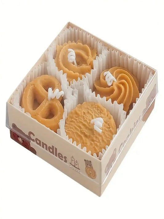 Four Cookies Aromatherapy Candles – Creative Gift Box Set with Modeling Wax