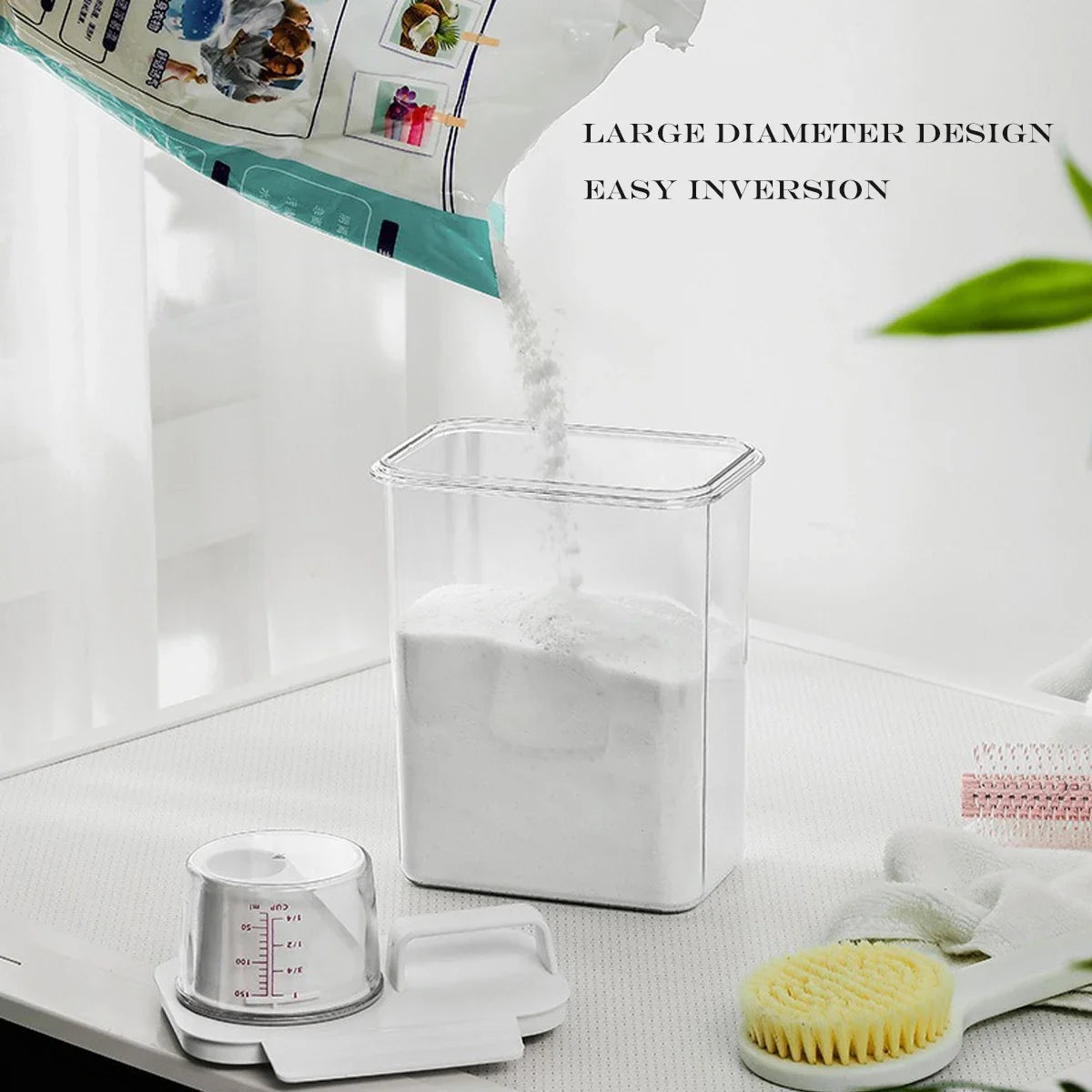 2300ml Airtight Laundry Detergent Storage Container – Clear Jar with Lid & Labels for Powder, Bleach, or Grains