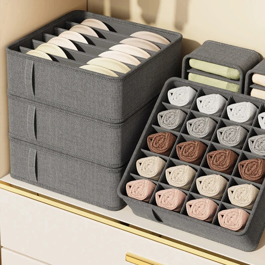 Drawer & Cabinet Storage Organizer Box – 20/6/7/1 Grid PP Divider for Socks, Bras, Pants & Underwear Sorting