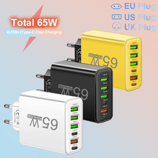 65W USB Fast Charger for Mobile Phones