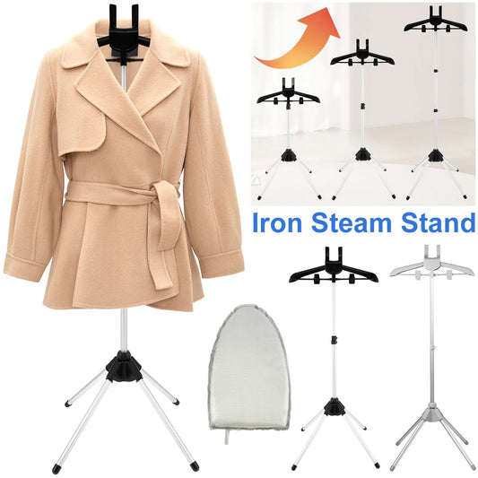 Foldable Steamer Stand with Telescopic Garment Rack