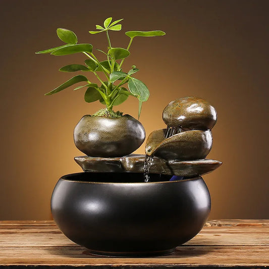 Ceramic Cat Water Fountain – Indoor Zen Pet Fountain for Cats, Dogs, and Fish Tanks