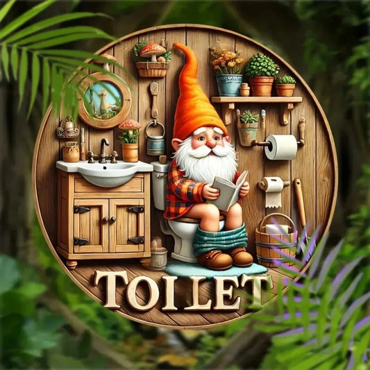 Vintage Dwarf Toilet Wooden Plaque