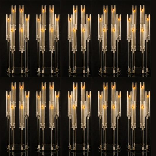10pcs 6-Arm Clear Candelabras