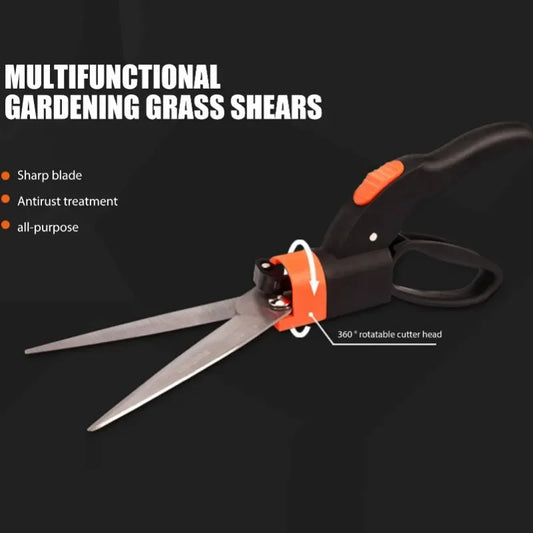 Garden Grass Shears – Lawn Mowing Scissors with 360° Rotating Cutting Head | Handheld Garden Shears for Precision Edge Cutting