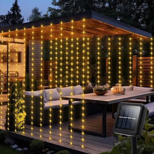 Solar Curtain LED String Lights 300LED