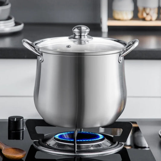 1pc Large Stainless Steel Stock Pot – Durable & Easy-to-Clean for Soups, Stews, and More