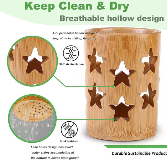 Bamboo Tube Toothbrush Holder Cup
