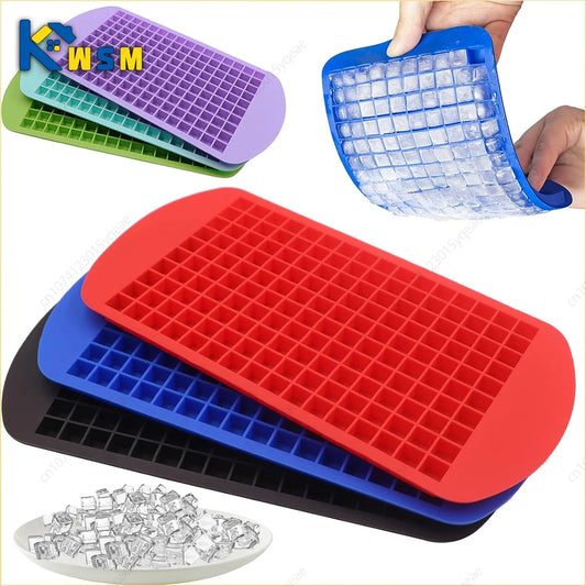 160-Grid Mini Silicone Ice Cube Tray – Foldable Small Square Ice Mold