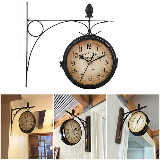 Double-Sided Retro Wall Clock