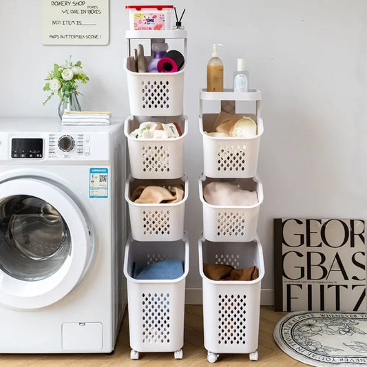 Multilayer Rolling Laundry Storage Basket