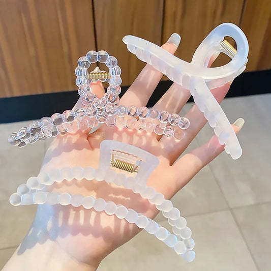3pcs Large Clear Claw Hair Clips – 4.5" Strong Hold Hairpins for Women & Girls