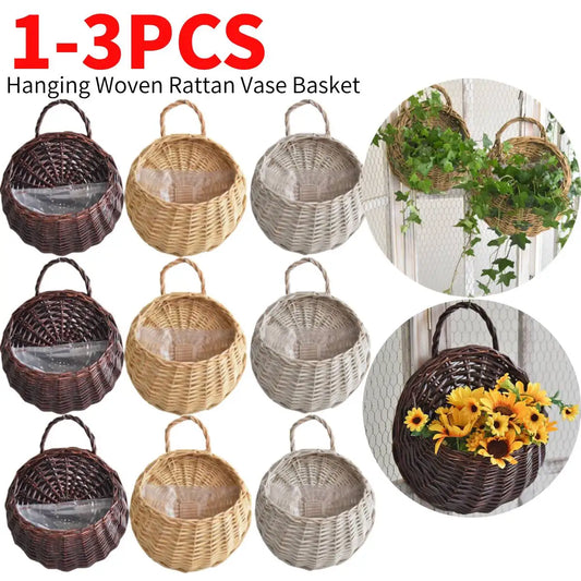 Handmade Wall-Mounted Rattan Hanging Basket