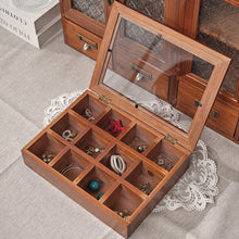Wooden Tea & Jewellery Organizer Box with Clear Lid – 9/12 Compartment Storage Case