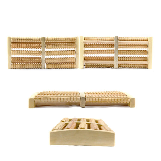 Dual Wooden Foot Roller Massager