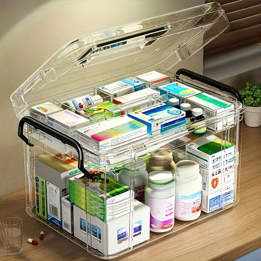 Clear Medicine Storage Box with Tray