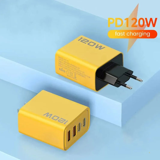 120W 4-Port Fast Wall Charger (PD + QC 3.0)