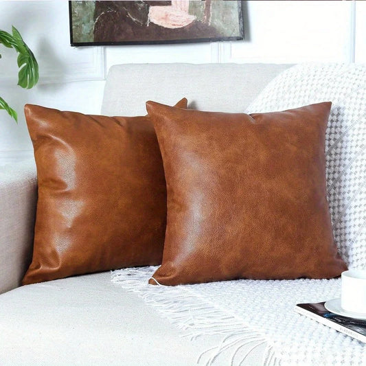Faux Leather Decorative Throw Pillow Cover – Square