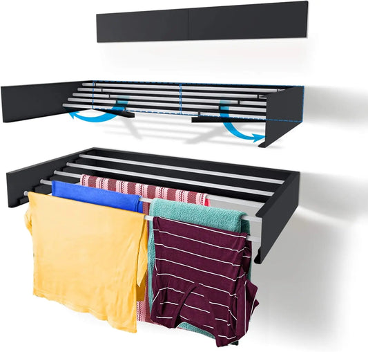 80cm Wall-Mounted Laundry Drying Rack – 5 Rods