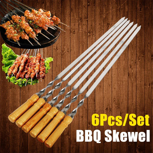 Stainless Steel BBQ Skewers Set – Reusable Flat Grill Sticks