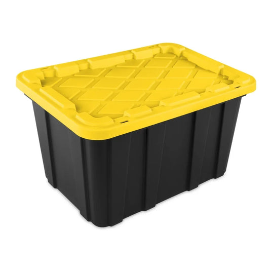 27-Gallon Heavy Duty Plastic Storage Bin – Stackable Tote with Snap-On Lid for Garage & Basement