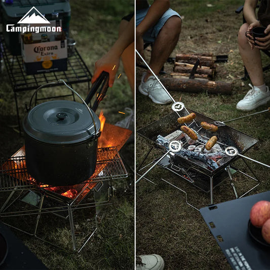 CAMPINGMOON Large Folding Portable BBQ Grill