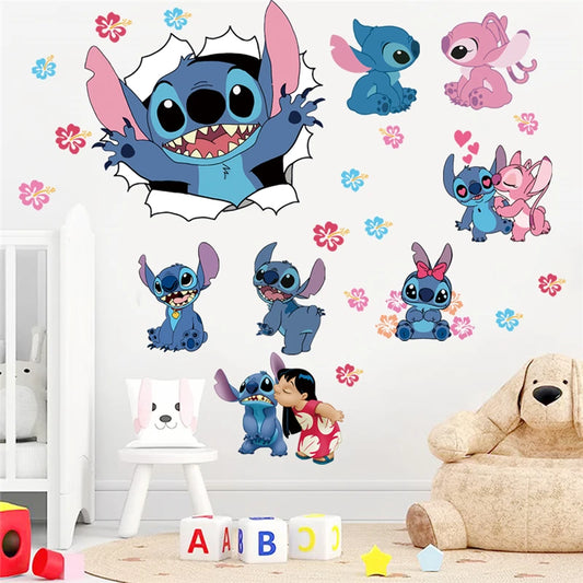 MINISO Lilo & Stitch Wall Stickers – Cute Cartoon Kids Room Decoration