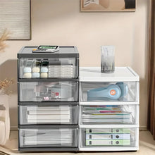Clear Desktop Storage Organizer with Drawers – Stackable Plastic Desk Organizer for Office & Cosmetics