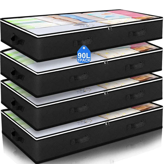 Non-Woven Underbed Quilt Storage Bag – Foldable Clothes Organizer 100x50x15cm