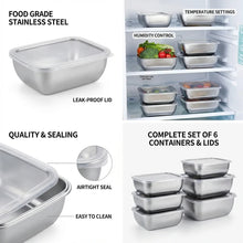 5-Piece Stainless Steel Food Storage Container Set – Stackable Meal Prep Lunch Boxes with Clear Lids