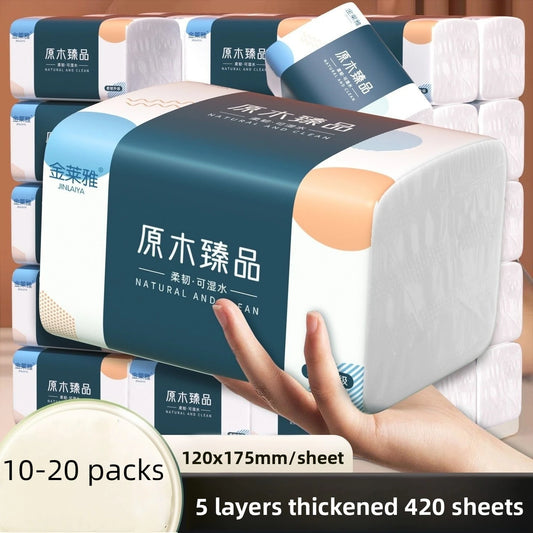 5-Layer Thick Wooden Toilet Paper – 10-20 Packs