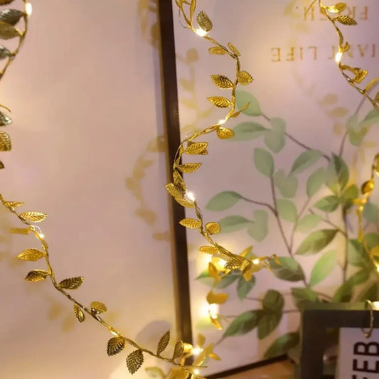 LED Golden Leaves String Lights
