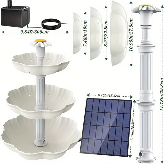 Solar Bird Bath Fountain – Detachable DIY Water Feature for Garden Decoration & Outdoor Bird Feeder