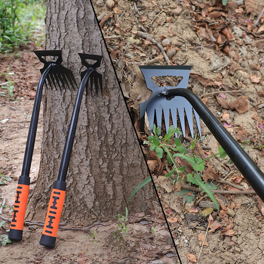 2-in-1 Metal Weed Cleaning Shovel & Garden Rake – Stainless Steel Dual-Headed Weeding Tool with 5/6/8/11 Teeth for Gardening