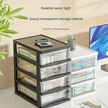Clear Desktop Storage Organizer with Drawers – Stackable Plastic Desk Organizer for Office & Cosmetics