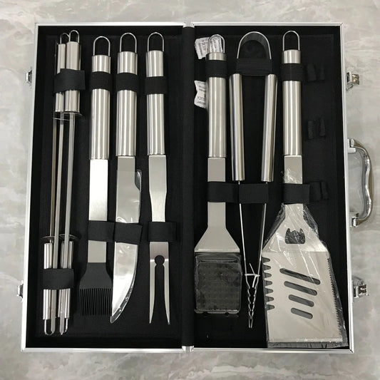 Stainless Steel BBQ Tool Set with Aluminum Case