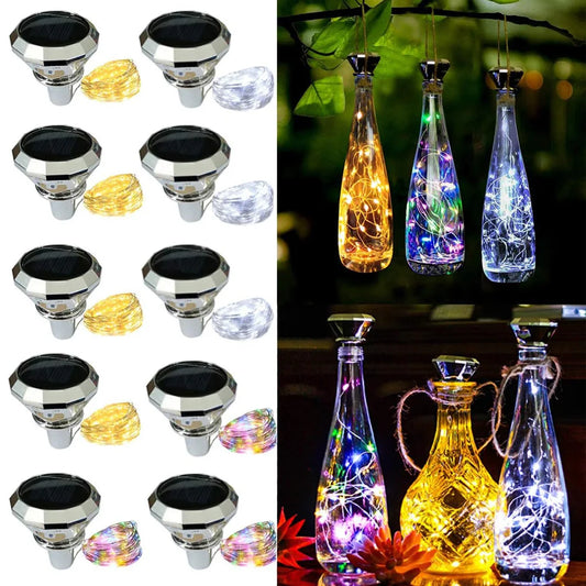 Solar Diamond Wine Bottle Lights – 2M 20LED Waterproof Multicolor Fairy String