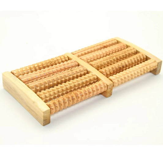 Dual Wooden Foot Roller Massager