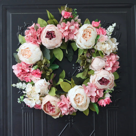 Peony Wreath Garland – Artificial Flower Door & Wedding Decor