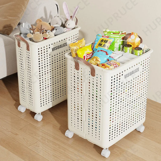 Foldable Laundry Organizer Basket with Casters