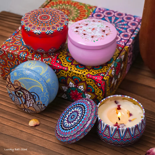 4pcs Scented Soy Candles – Crystal & Flower Jar Candle Set