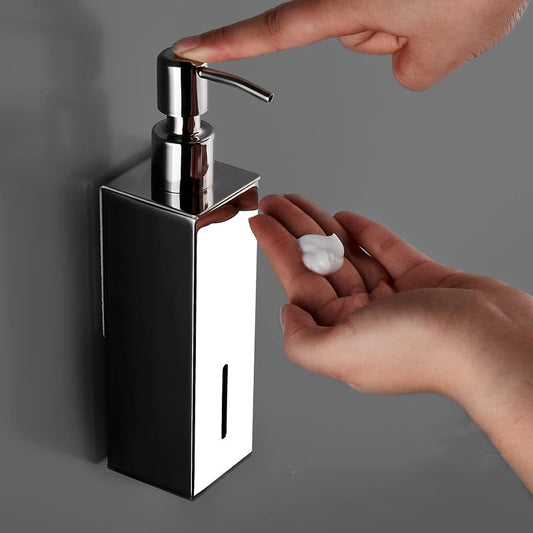 Chrome/Brushed/Black Stainless Steel Liquid Soap Dispenser – Wall-Mounted Shampoo & Bathroom Accessory