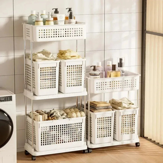 Multilayer Rolling Laundry Storage Basket