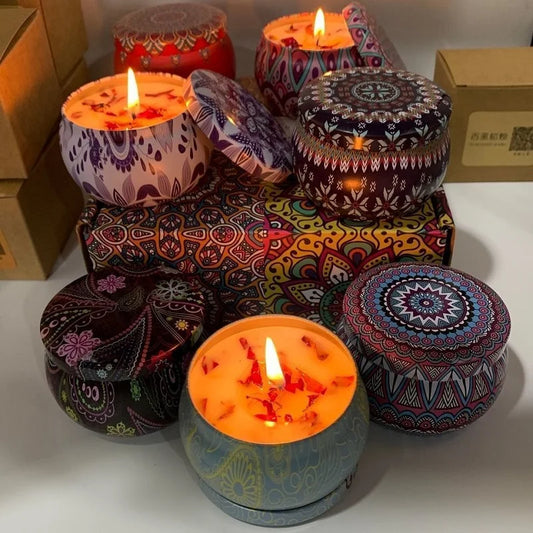 1/4PCS Vintage Scented Soy Wax Candle Jars – Floral Fragrance Gift Set
