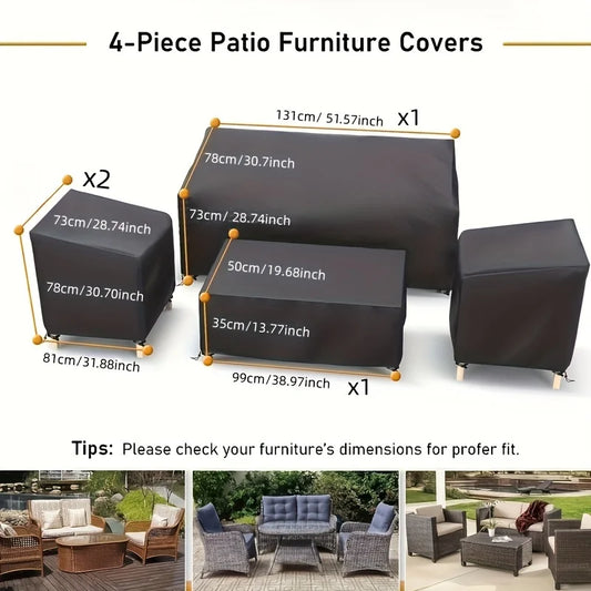 420D Waterproof 4-Piece Patio Furniture Cover Set
